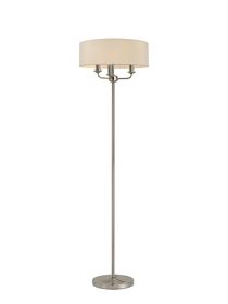 DK0885  Banyan 45cm 3 Light Floor Lamp Polished Nickel, Nude Beige